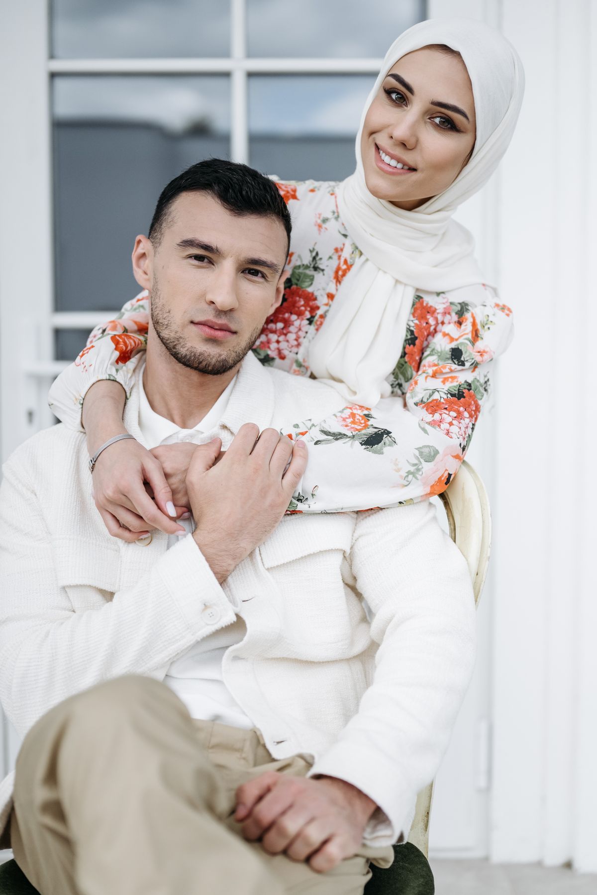 A Muslim couple embracing